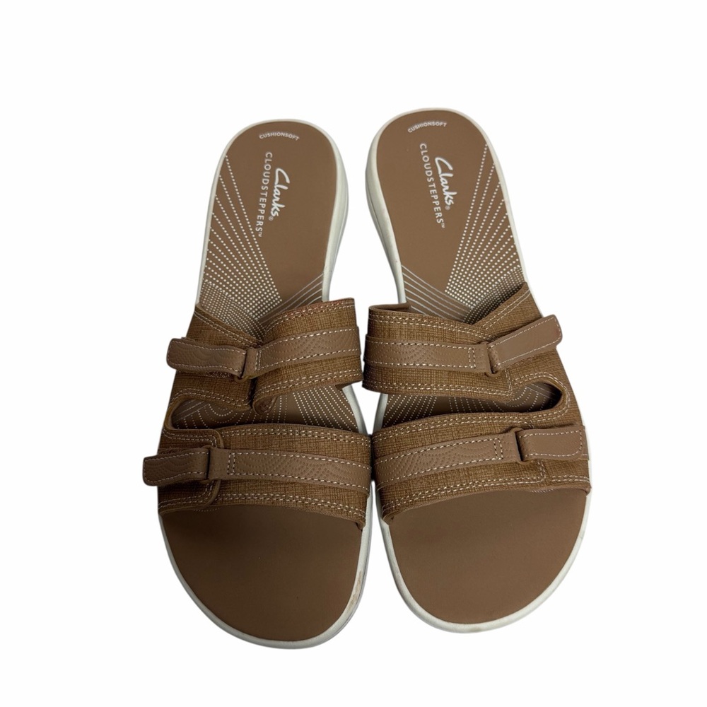 CLARKS CLOUDSTEPPERS BREEZE PIPER SLIDE BEIGE TAN SANDAL WOMEN SIZE US 10 NEW